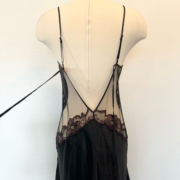 🌺SOLD🌺 Y2K Victoria’s Secret Silk Sheer Mesh Black Purple Maxi Gown Slip Dress - Picture 7 of 11